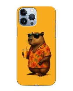 Чехол для iPhone 13 Pro с картинкой «Капибара на отдыхе»