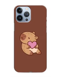Чехол для iPhone 13 Pro с картинкой «Капибара с сердцем»