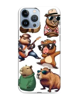 Чехол для iPhone 13 Pro с картинкой «Крутые капибары музыканты»