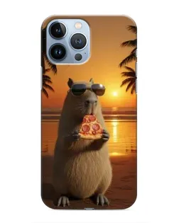 Чехол для iPhone 13 Pro с картинкой «Капибара с пиццей»