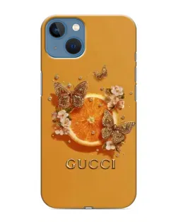 Чехол для iPhone 13 с картинкой «Gucci — золотые бабочки»