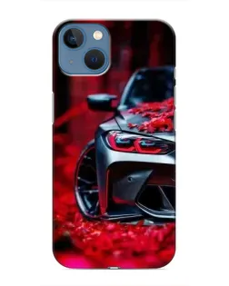 Чохол для iPhone 13 з картинкою «Спортивна BMW та квіти»
