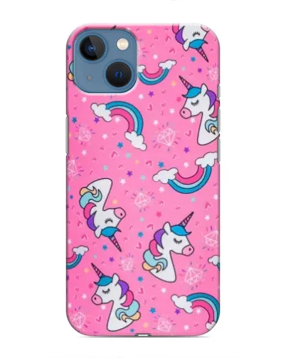 Чохол для iPhone 13 з картинкою «Unicorn паттерн рожевий»