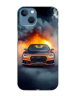 Чохол для iPhone 13 з картинкою «Audi у вогняному диму»
