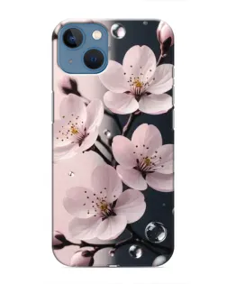 Чохол для iPhone 13 з картинкою «Ніжня сакура та краплі»