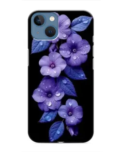 Чохол для iPhone 13 з картинкою «Фіолетові квіти з росою»