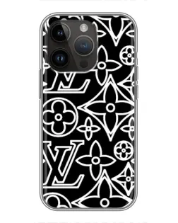 Чохол для iPhone 14 Pro Max з картинкою «Чорно-білий візерунок LV»