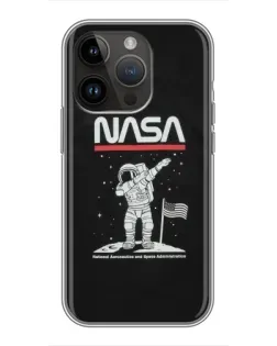 Чохол для iPhone 14 Pro Max з картинкою «NASA — крокуємо по Місяцю»