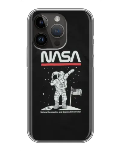 Чохол для iPhone 14 Pro Max з картинкою «NASA — крокуємо по Місяцю»