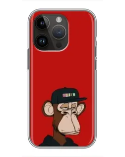 Чохол для iPhone 14 Pro Max з картинкою «Bored Ape — червоний фон»