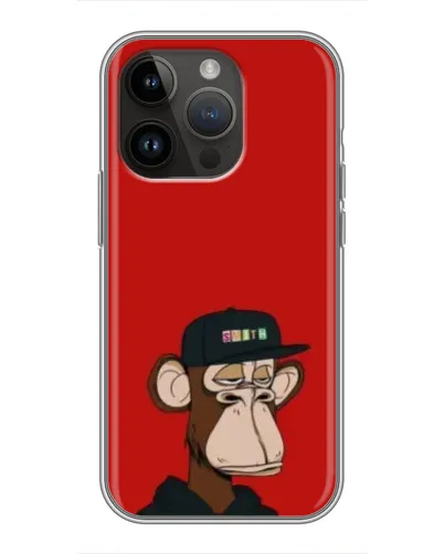 Чохол для iPhone 14 Pro Max з картинкою «Bored Ape — червоний фон»