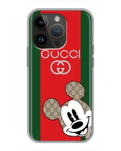Чохол для iPhone 14 Pro Max з картинкою «Gucci — смуги та Міккі»
