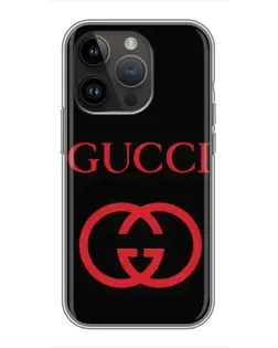 Чохол для iPhone 14 Pro Max з картинкою «Gucci — червоний логотип»