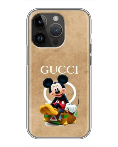 Чохол для iPhone 14 Pro Max з картинкою «Міккі Маус Gucci — крафт»