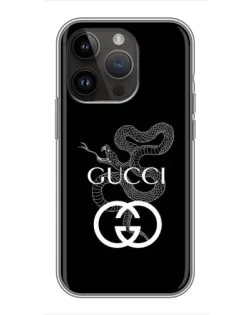 Чохол для iPhone 14 Pro Max з картинкою «Gucci — срібна змія»