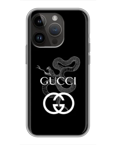 Чохол для iPhone 14 Pro Max з картинкою «Gucci — срібна змія»