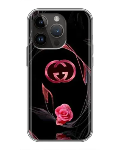 Чохол для iPhone 14 Pro Max з картинкою «Gucci — неонова троянда»