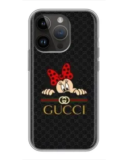Чохол для iPhone 14 Pro Max з картинкою «Мінні Маус Gucci — чорний»