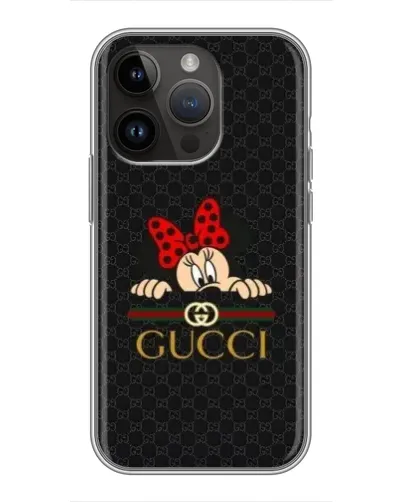 Чохол для iPhone 14 Pro Max з картинкою «Мінні Маус Gucci — чорний»