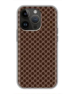 Чохол для iPhone 14 Pro Max з картинкою «Gucci — шоколадна сітка»