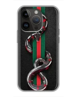 Чохол для iPhone 14 Pro Max з картинкою «Gucci — змія на смузі»