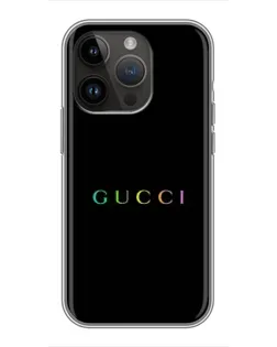 Чохол для iPhone 14 Pro Max з картинкою «Gucci — неоновий мінімалізм»