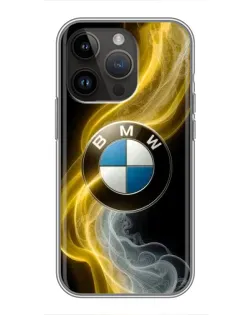 Чохол для iPhone 14 Pro Max з картинкою «Золотистий дим BMW»