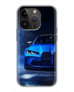 Чохол для iPhone 14 Pro Max з картинкою «Блакитна BMW M4»