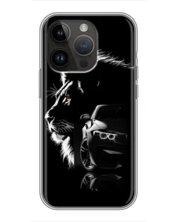 Чохол для iPhone 14 Pro Max з картинкою «BMW та лев»