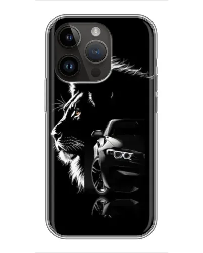 Чохол для iPhone 14 Pro Max з картинкою «BMW та лев»