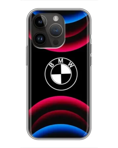 Чохол для iPhone 14 Pro Max з картинкою «Логотип BMW та неонові дуги»