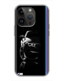 Чохол для iPhone 14 Pro Max з картинкою «Силует BMW в темряві»