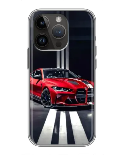 Чохол для iPhone 14 Pro Max з картинкою «Червона BMW на дорозі»