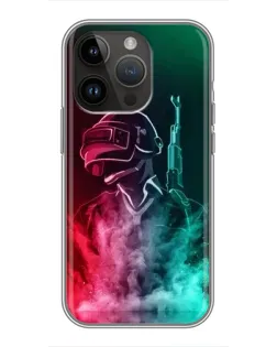Чохол для iPhone 14 Pro Max з картинкою «PUBG — вогняний воїн»