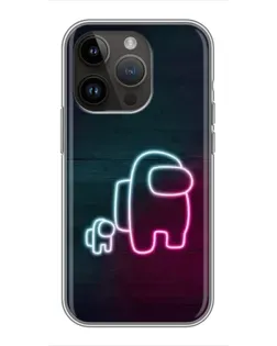 Чохол для iPhone 14 Pro Max з картинкою «Among Us неон-арт»