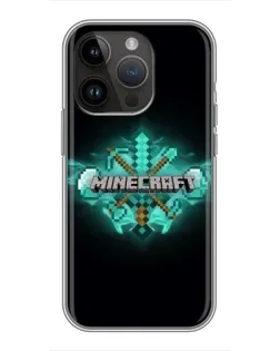 Чохол для iPhone 14 Pro Max з картинкою «Minecraft Diamond лого»