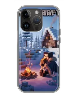 Чохол для iPhone 14 Pro Max з картинкою «Зимовий Minecraft»