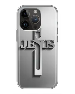 Чохол для iPhone 14 Pro Max з картинкою «Металевий хрест Jesus»