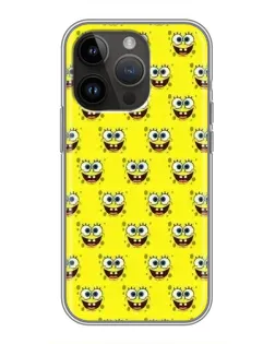 Чохол для iPhone 14 Pro Max з картинкою «Паттерн Губка Боб»