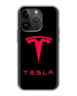 Чохол для iPhone 14 Pro Max з картинкою «Tesla Red Logo»