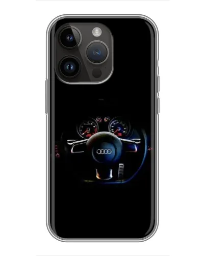 Чехол для iPhone 14 Pro Max с картинкой «Салон Audi — руль» Чехол для iPhone 14 Pro Max с картинкой «Салон Audi — руль»