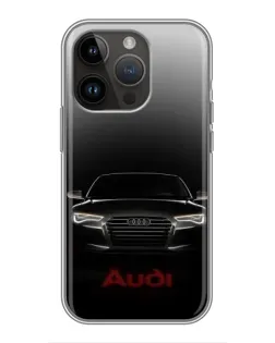 Чехол для iPhone 14 Pro Max с картинкой «Audi — градиентный контур»