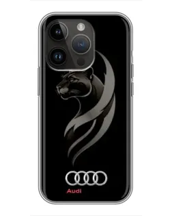 Чехол для iPhone 14 Pro Max с картинкой «Графика — пантера и Audi»