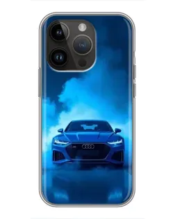 Чехол для iPhone 14 Pro Max с картинкой «Audi — голубая энергия»