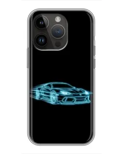 Чохол для iPhone 14 Pro Max з картинкою «Неоновий контур Lamborghini»