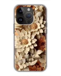 Чохол для iPhone 14 Pro Max з картинкою «Бежевий флористичний декор»
