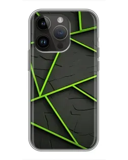 Чохол для iPhone 14 Pro Max з картинкою «Зелені геометричні лінії»