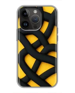 Чохол для iPhone 14 Pro Max з картинкою «Чорне жовте переплетення»