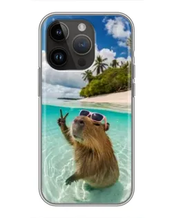 Чохол для iPhone 14 Pro Max з картинкою «Капібара на морі»