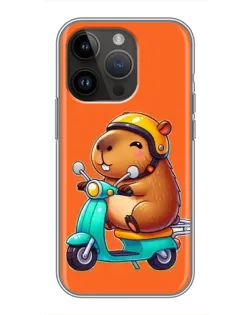 Чохол для iPhone 14 Pro Max з картинкою «Капібара на скутері»